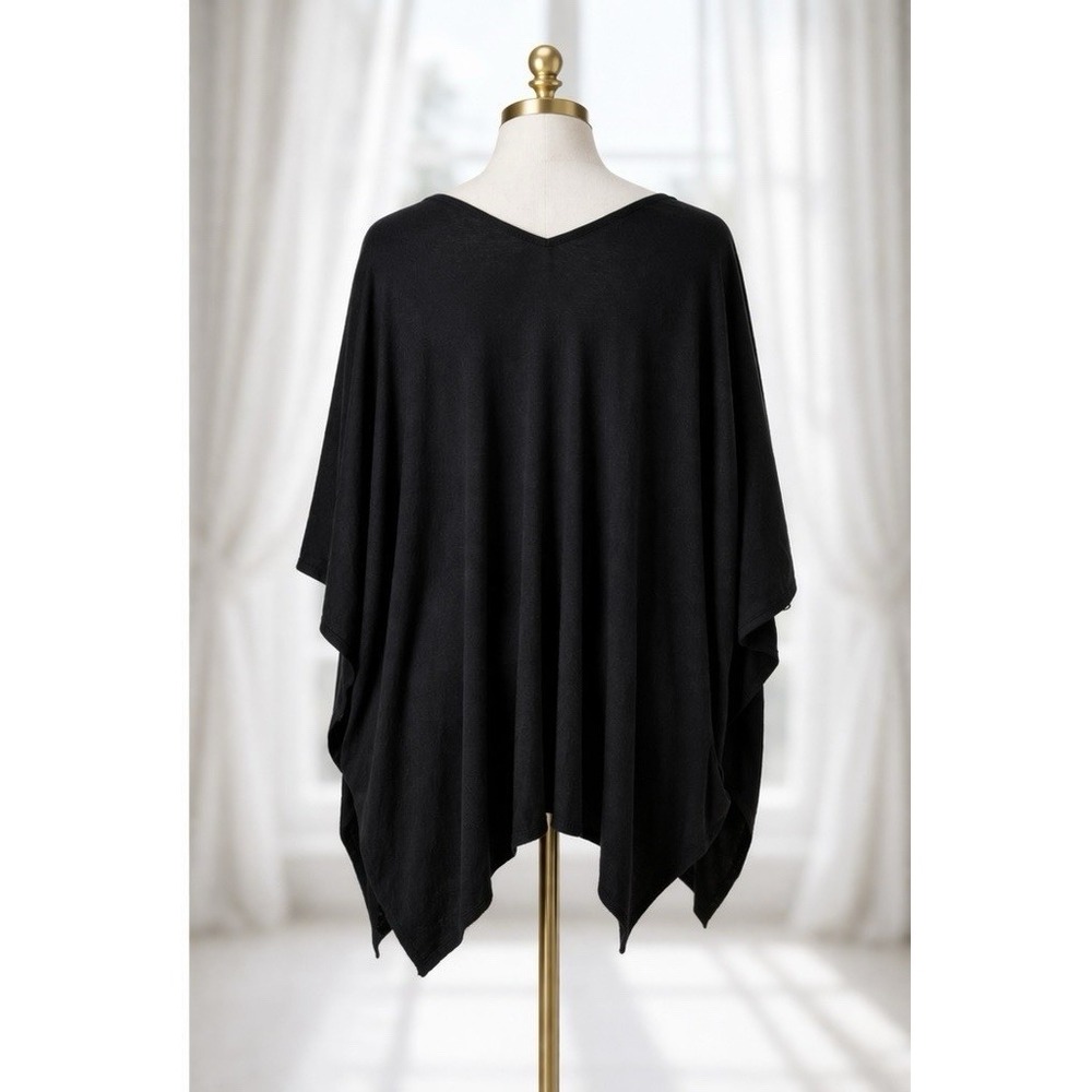 Susan Graver Weekend Black Flowy Open Front Cardigan Topper Pockets Size XL - Picture 3 of 12